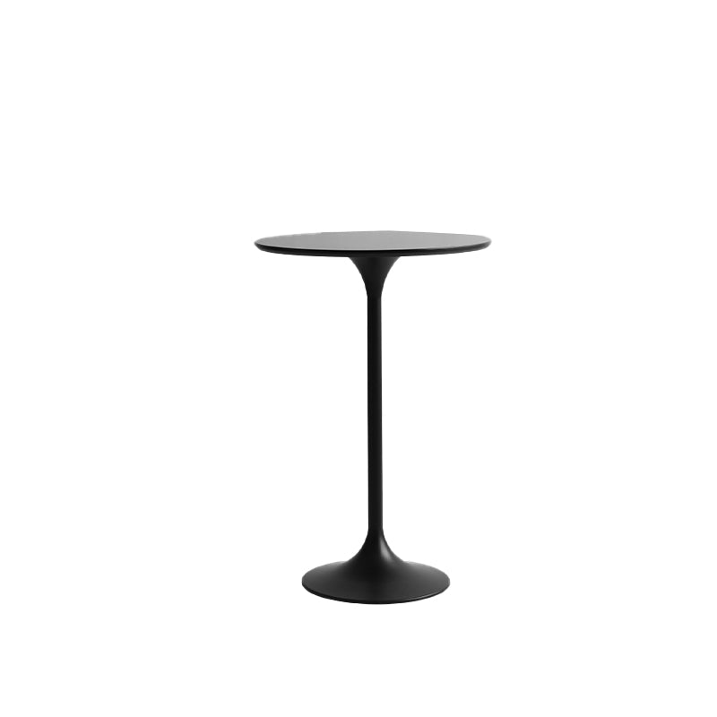 Modern Round Bar Table Fixed Bistro Bar Height Cocktail Table with Metal Pedestal Base