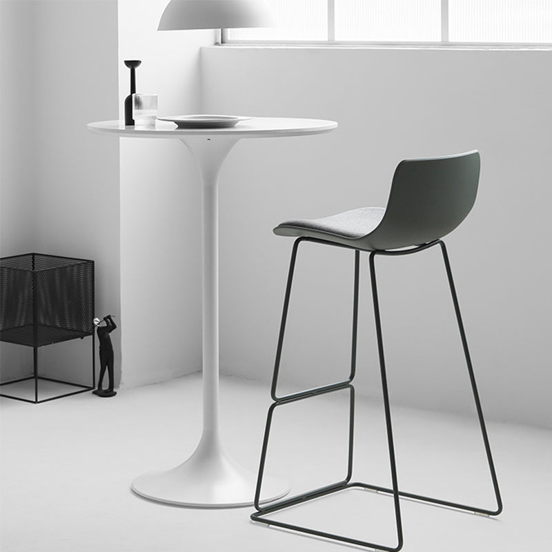 Modern Round Bar Table Fixed Bistro Bar Height Cocktail Table with Metal Pedestal Base