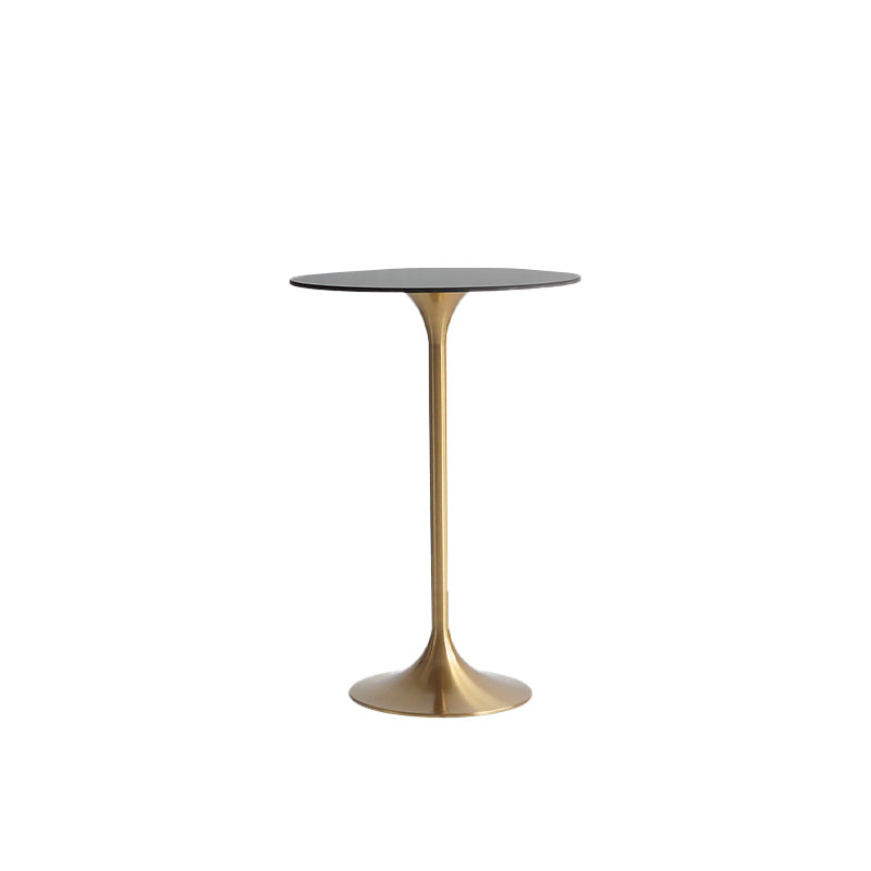 Modern Round Bar Table Fixed Bistro Bar Height Cocktail Table with Metal Pedestal Base