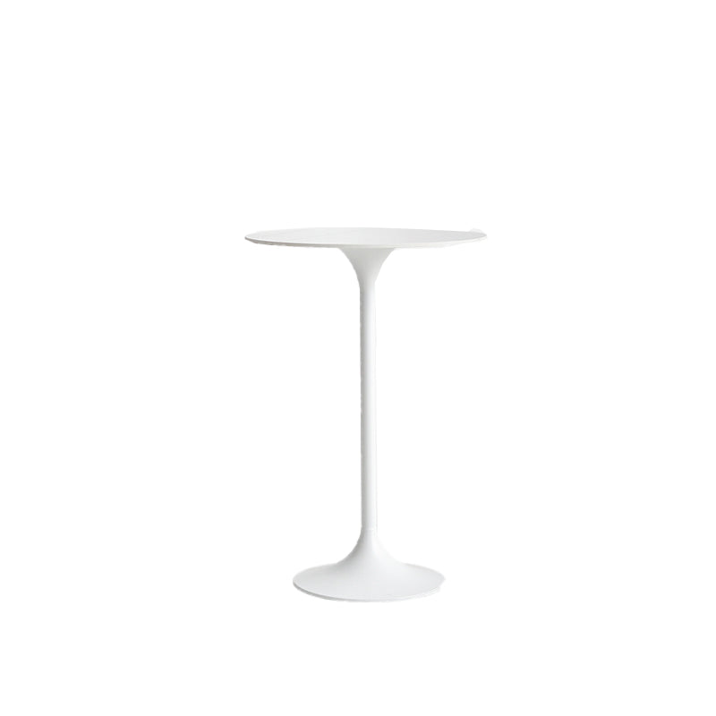 Modern Round Bar Table Fixed Bistro Bar Height Cocktail Table with Metal Pedestal Base
