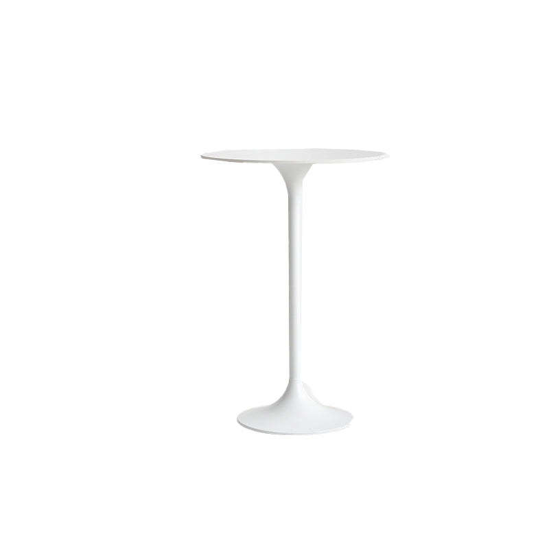 Modern Round Bar Table Fixed Bistro Bar Height Cocktail Table with Metal Pedestal Base