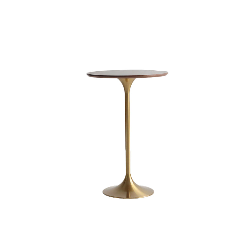 Modern Round Bar Table Fixed Bistro Bar Height Cocktail Table with Metal Pedestal Base