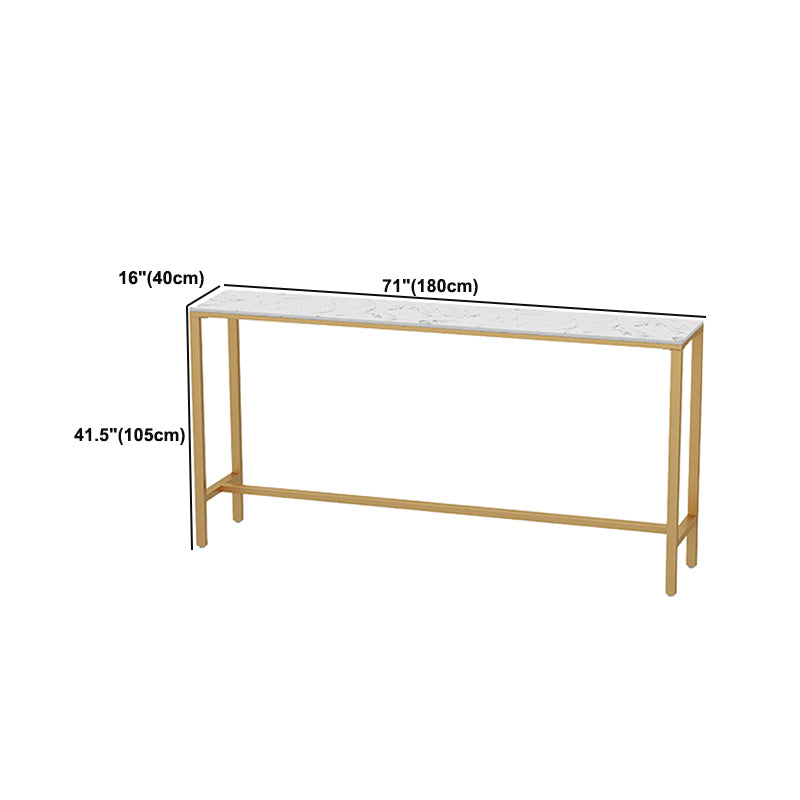 Glam Style Bar Table White Top Faux Marble Bar Dining Room Table