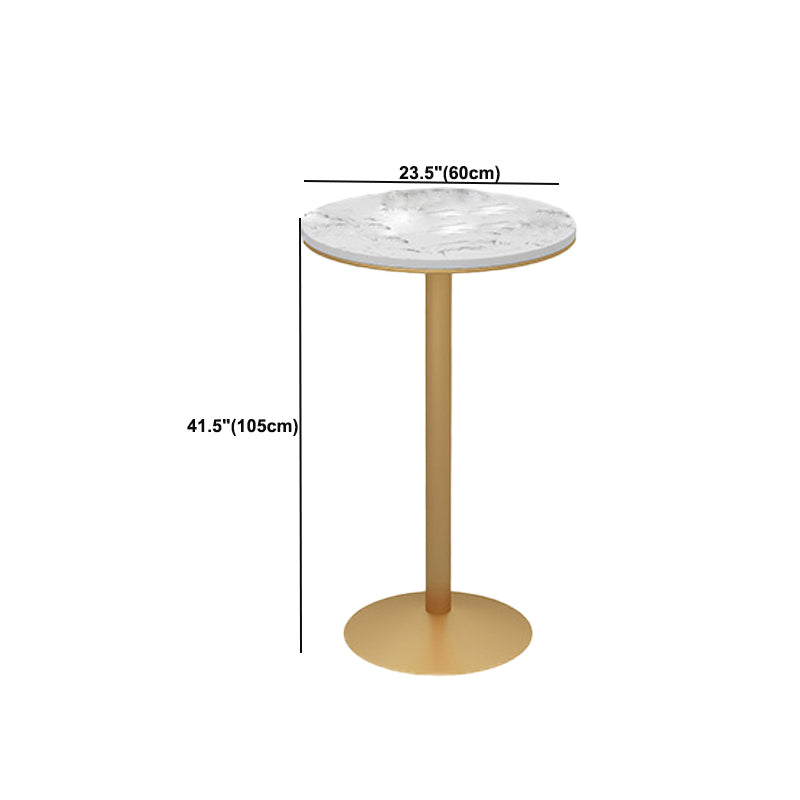 Glam Style Bar Table White Top Faux Marble Bar Dining Room Table