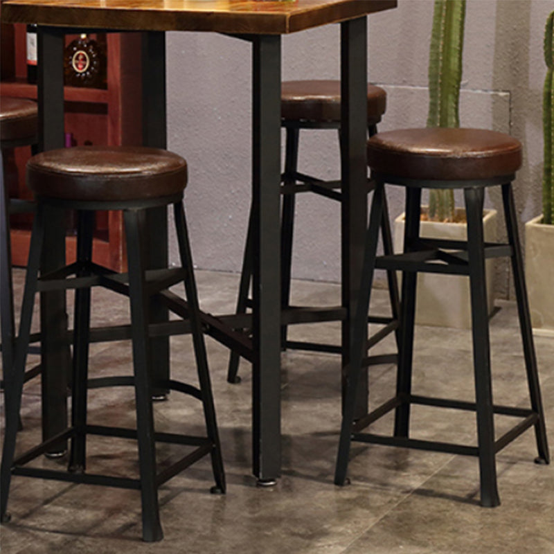Industrial Style Bar Table Solid Wood Square Bar Dining Table with Footrest