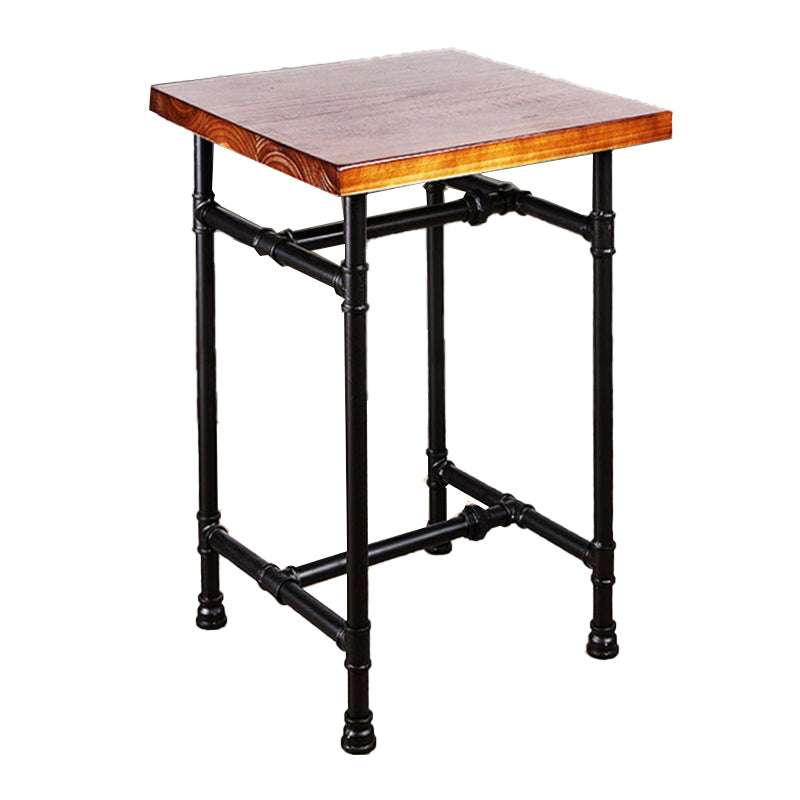 Industrial Style Bar Table Solid Wood Square Bar Dining Table with Footrest