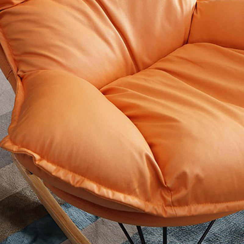 Contemporary Rocking Chair Solid Color Faux Leather Indoor Rocker Chair with Cushions
