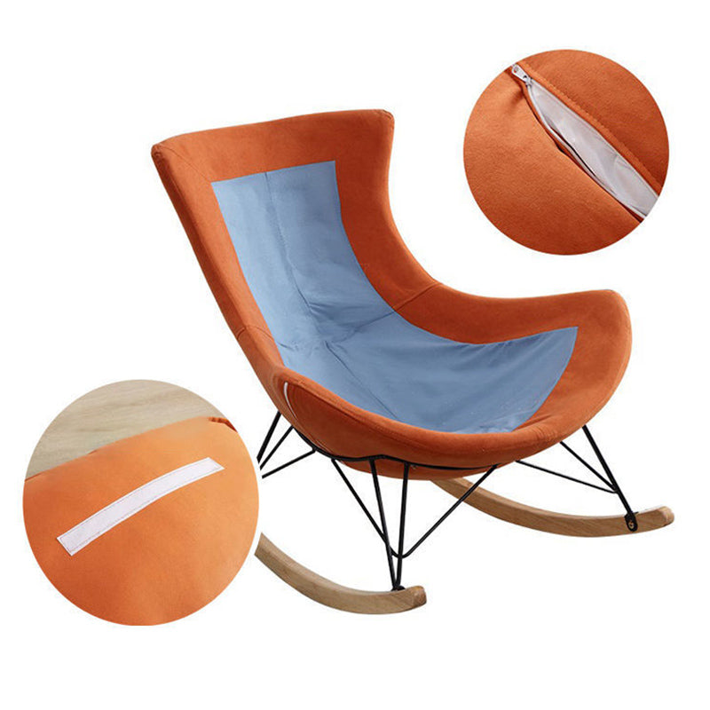 Contemporary Rocking Chair Solid Color Faux Leather Indoor Rocker Chair with Cushions