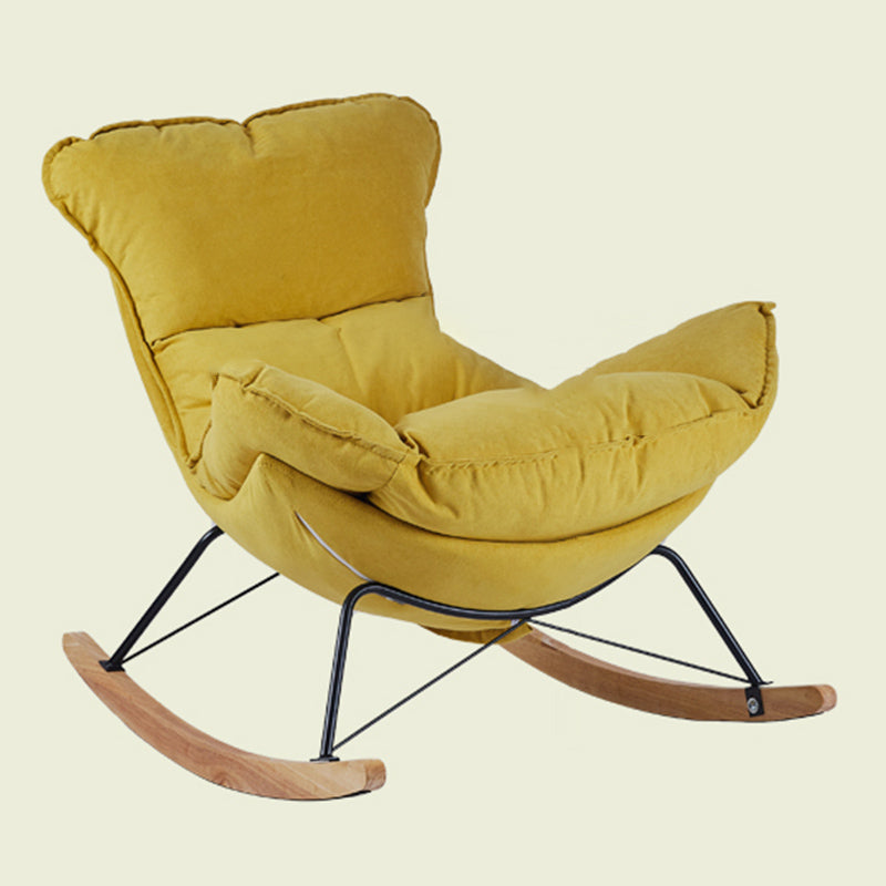 Contemporary Rocking Chair Fabric Upholstered Tufted Wing Chair Back Baby Rocking Chair