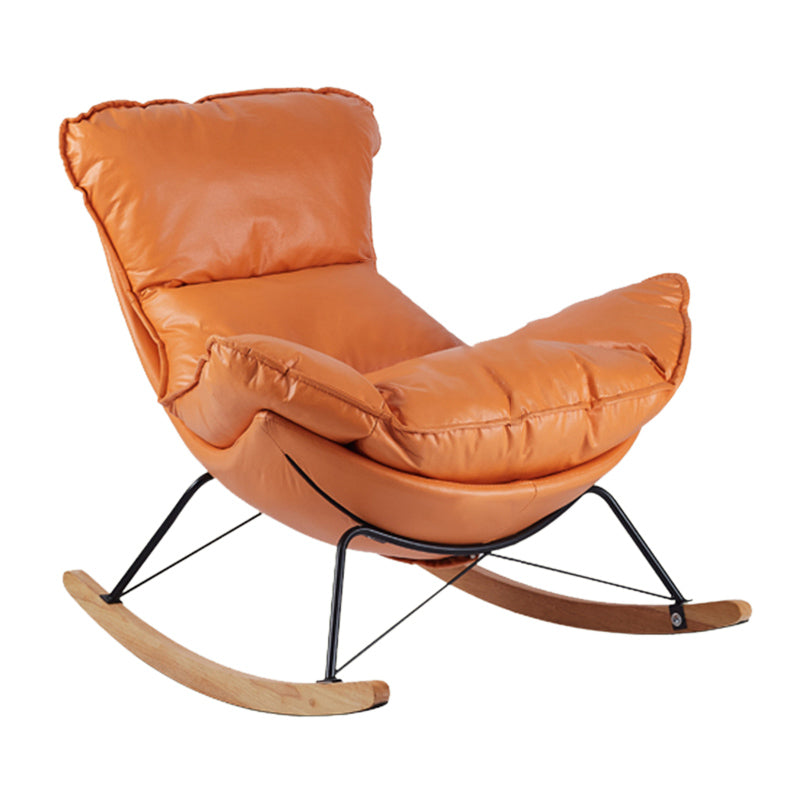 Contemporary Rocking Chair Fabric Upholstered Tufted Wing Chair Back Baby Rocking Chair