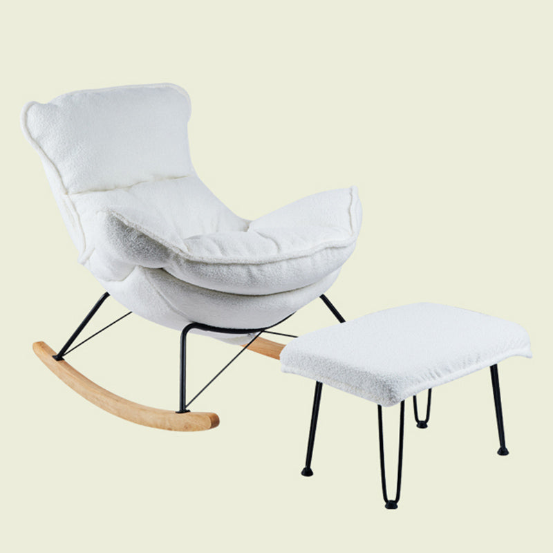 Contemporary Rocking Chair Fabric Upholstered Tufted Wing Chair Back Baby Rocking Chair