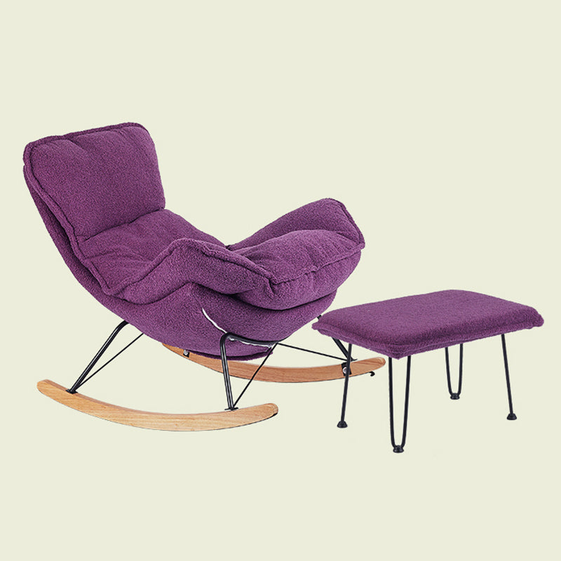 Contemporary Rocking Chair Fabric Upholstered Tufted Wing Chair Back Baby Rocking Chair