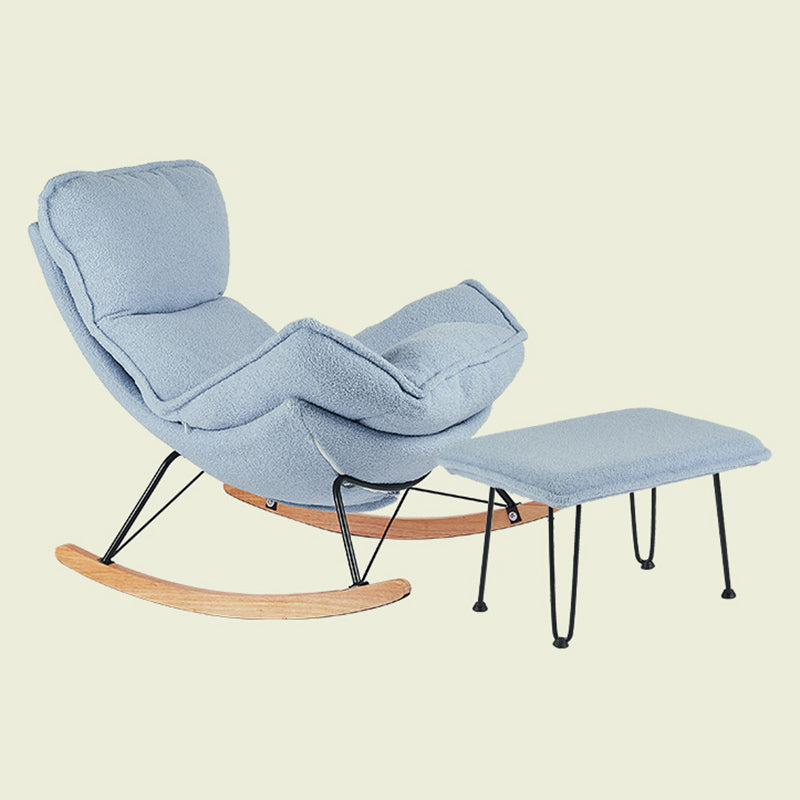 Contemporary Rocking Chair Fabric Upholstered Tufted Wing Chair Back Baby Rocking Chair