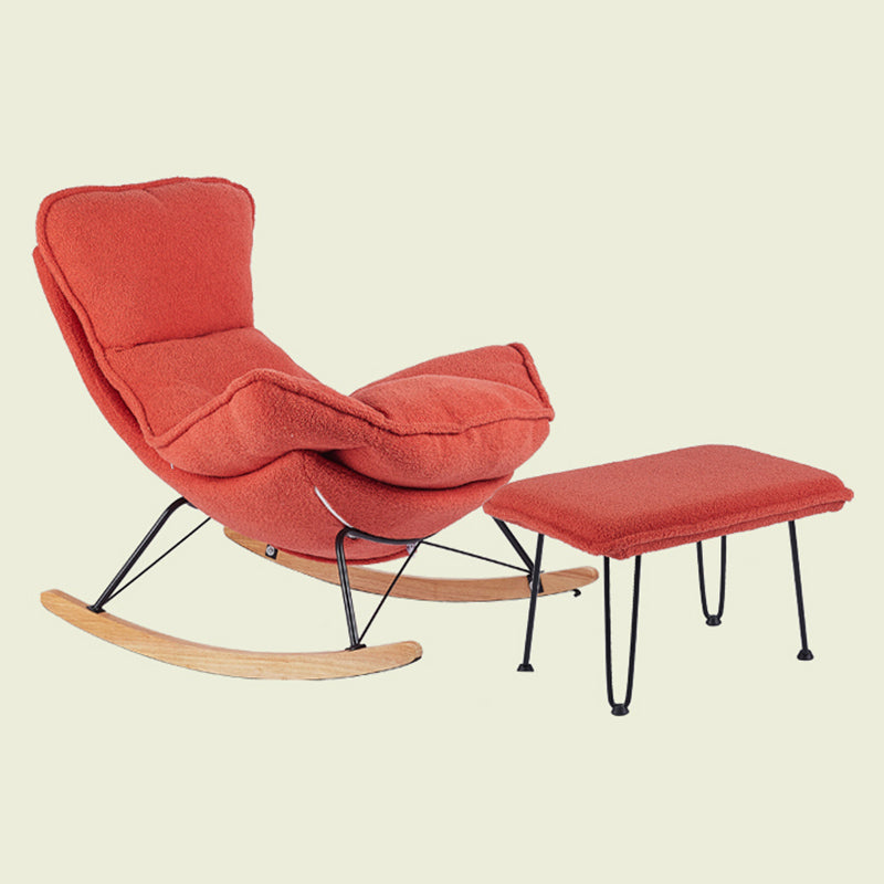 Contemporary Rocking Chair Fabric Upholstered Tufted Wing Chair Back Baby Rocking Chair