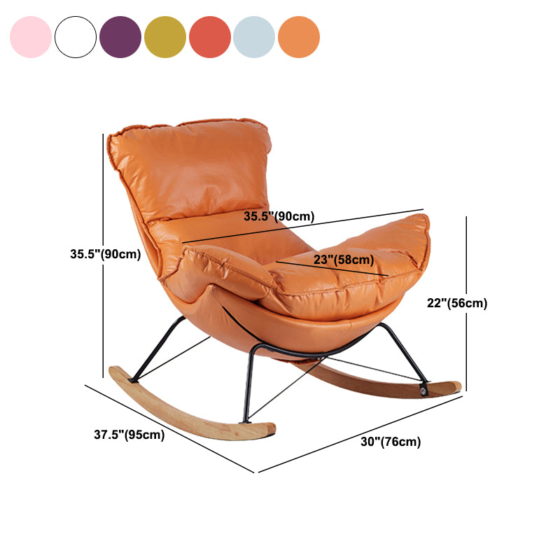 Contemporary Rocking Chair Fabric Upholstered Tufted Wing Chair Back Baby Rocking Chair