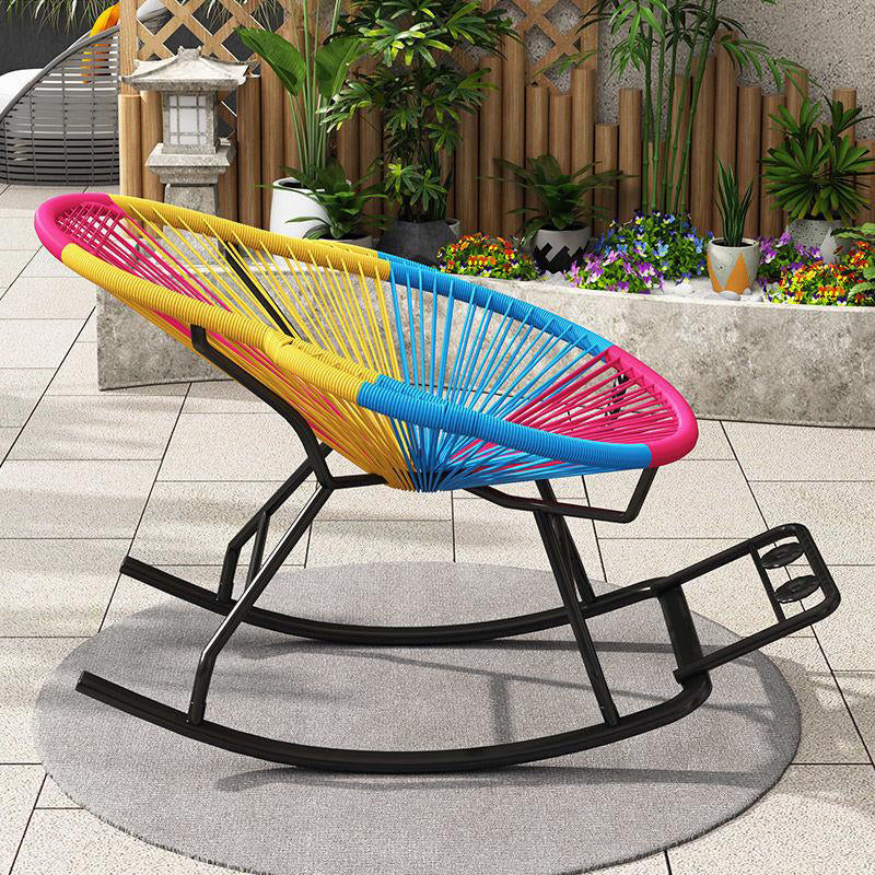 Modern Spindle Rocking Chair Woven Rope Metal Frame Rocker Chair for Home
