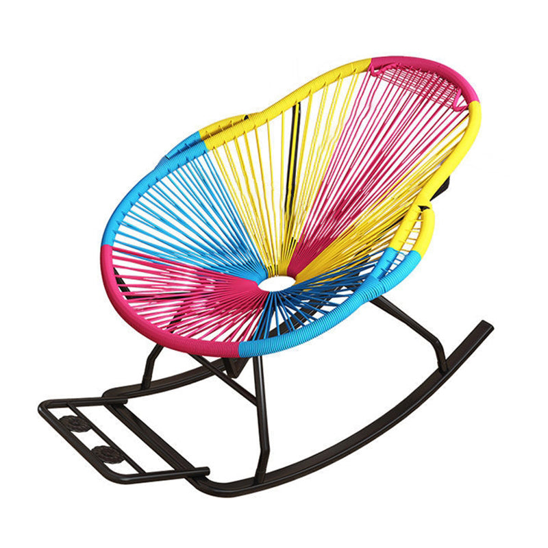 Modern Spindle Rocking Chair Woven Rope Metal Frame Rocker Chair for Home