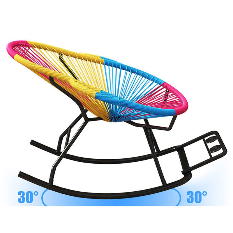 Modern Spindle Rocking Chair Woven Rope Metal Frame Rocker Chair for Home