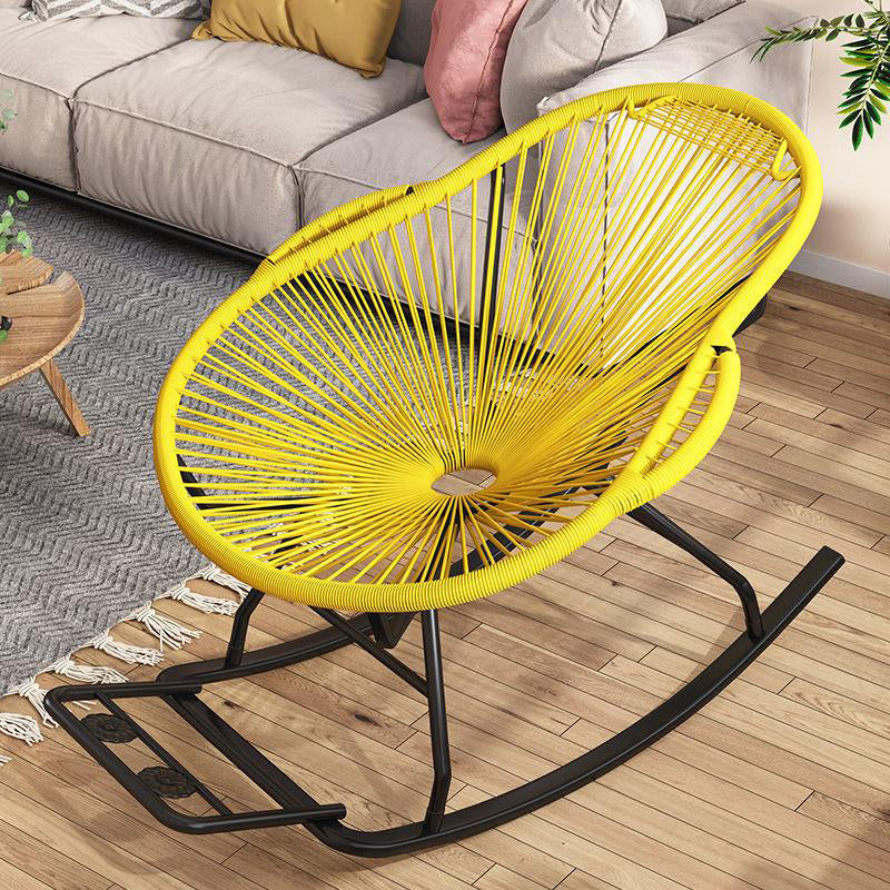 Modern Spindle Rocking Chair Woven Rope Metal Frame Rocker Chair for Home