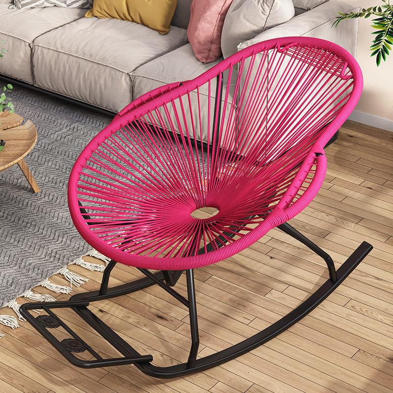 Modern Spindle Rocking Chair Woven Rope Metal Frame Rocker Chair for Home