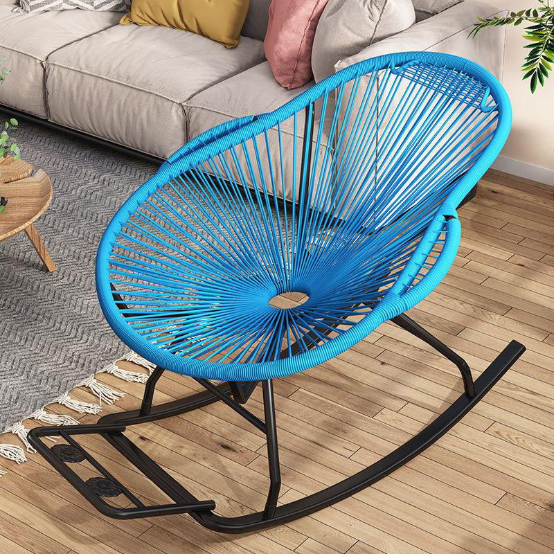 Modern Spindle Rocking Chair Woven Rope Metal Frame Rocker Chair for Home