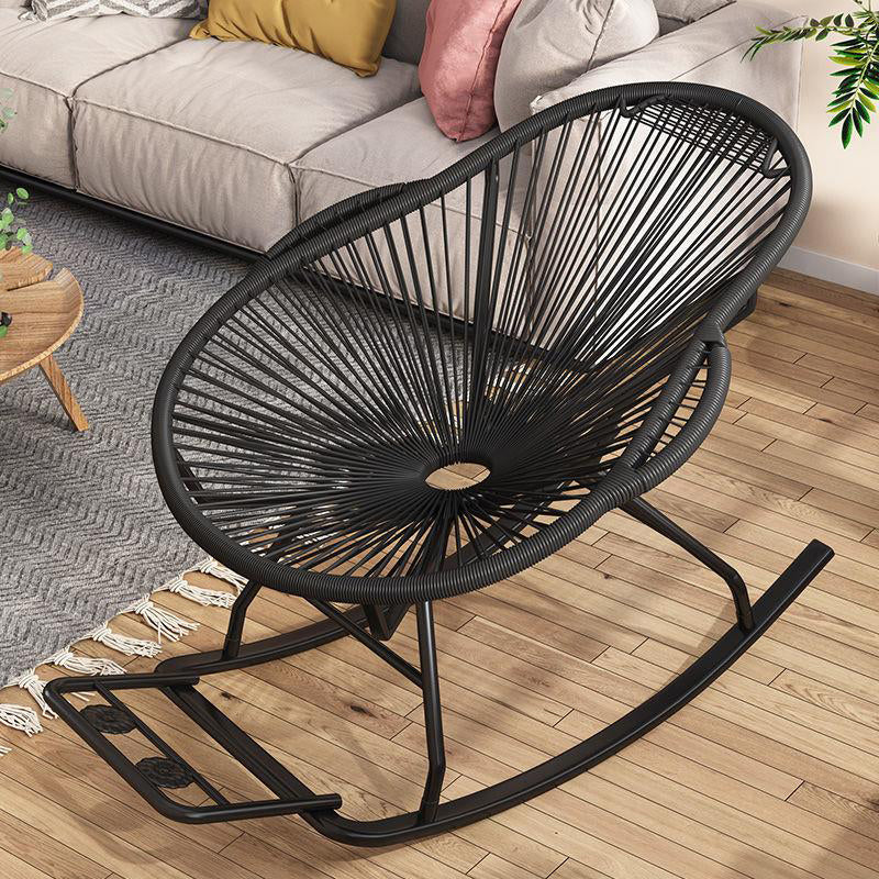 Modern Spindle Rocking Chair Woven Rope Metal Frame Rocker Chair for Home