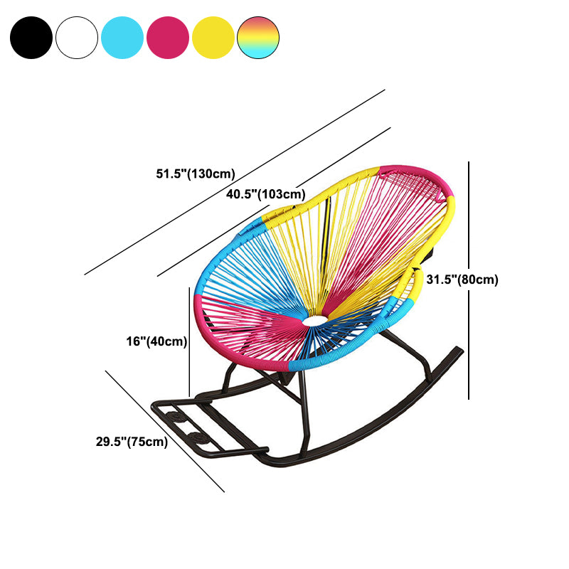 Modern Spindle Rocking Chair Woven Rope Metal Frame Rocker Chair for Home