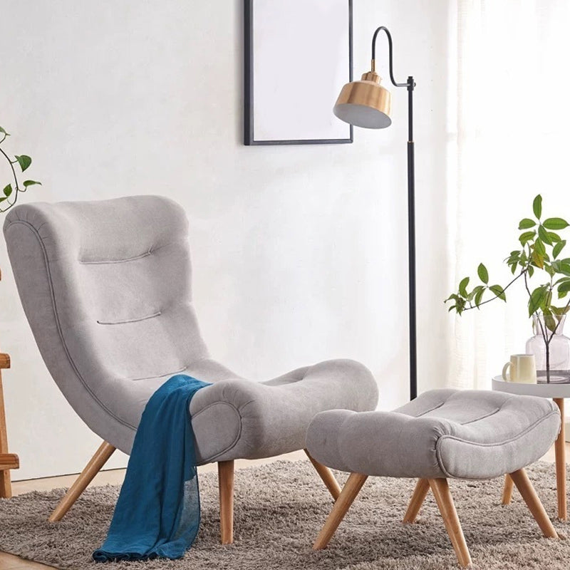 Modern Cushions Rocker Chair Solid Wood Frame Spindle Rocker Chair with Ottoman