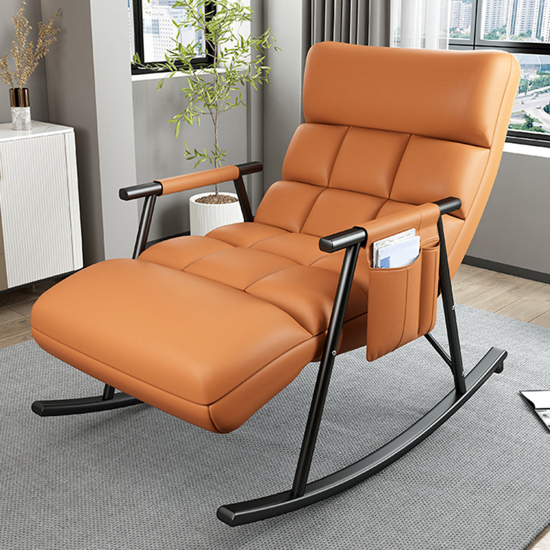 Contemporary Rocking Chair Cotton Upholstered Tufted Wing Chair Back Indoor Rocking Chair