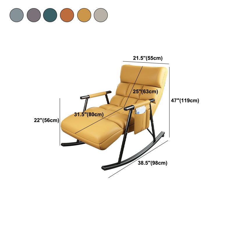 Contemporary Rocking Chair Cotton Upholstered Tufted Wing Chair Back Indoor Rocking Chair