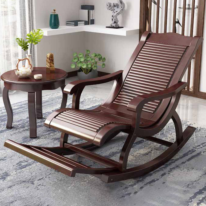 Traditional Rocking Chair Rubber Wood Trapezoidal Back Indoor Rocking Chair