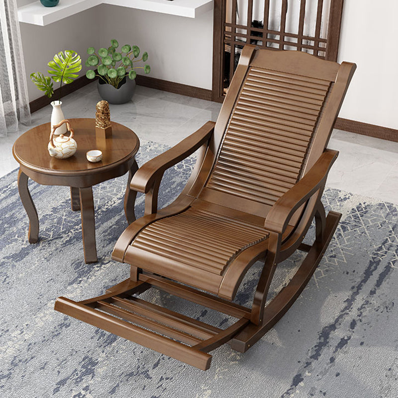 Traditional Rocking Chair Rubber Wood Trapezoidal Back Indoor Rocking Chair