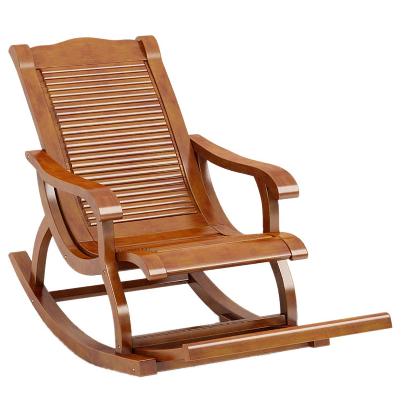 Traditional Rocking Chair Rubber Wood Trapezoidal Back Indoor Rocking Chair