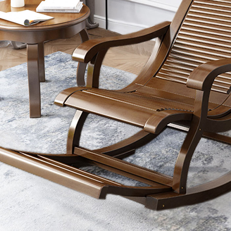 Traditional Rocking Chair Rubber Wood Trapezoidal Back Indoor Rocking Chair