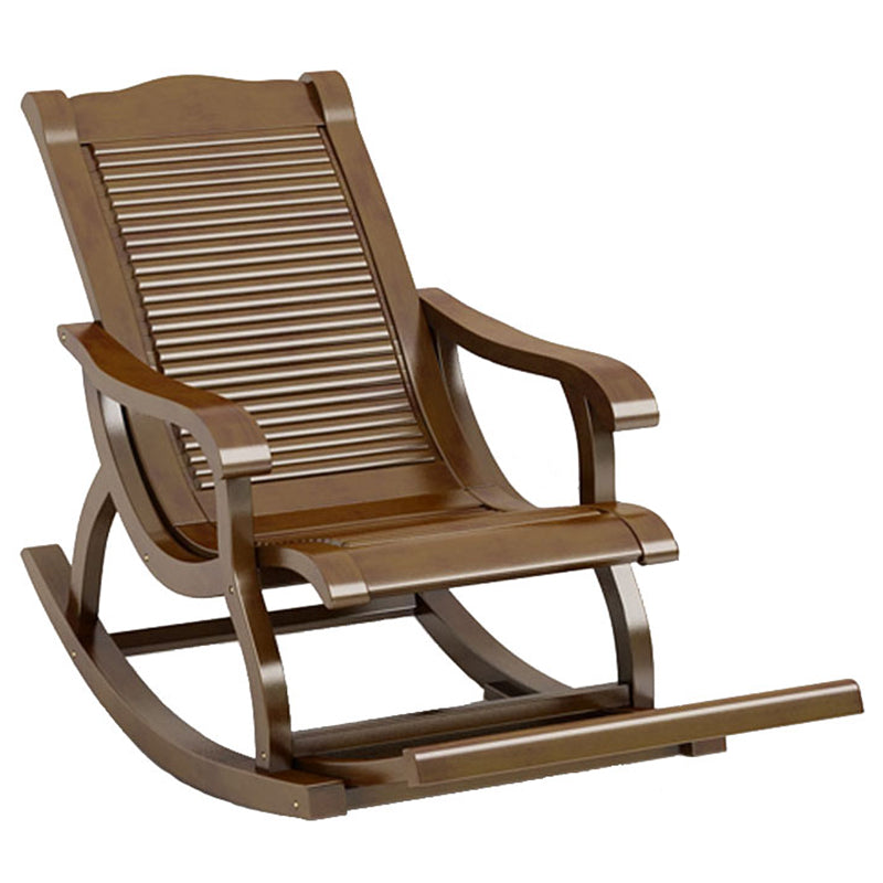 Traditional Rocking Chair Rubber Wood Trapezoidal Back Indoor Rocking Chair