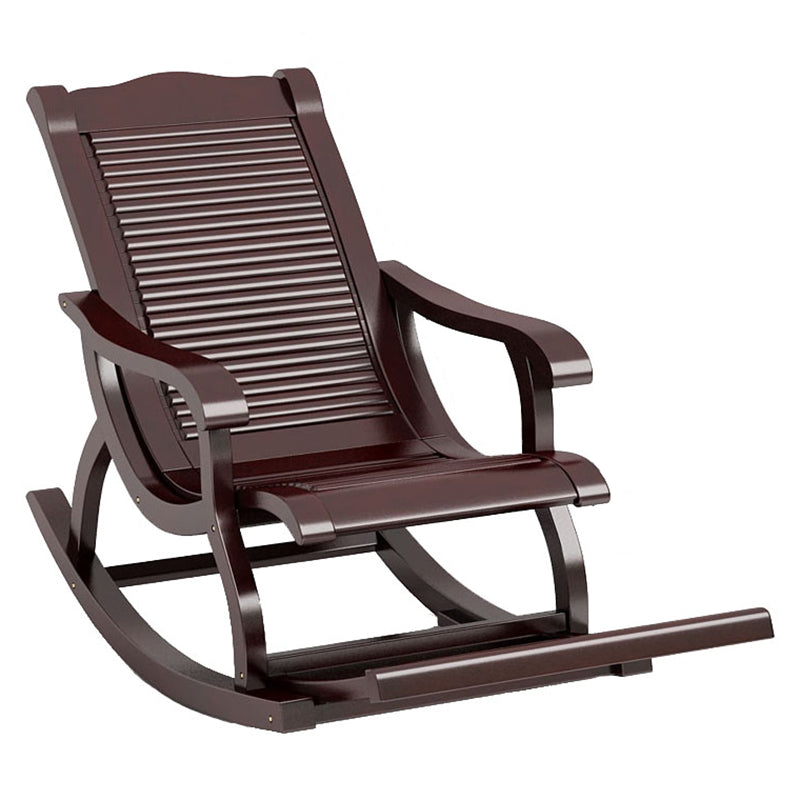 Traditional Rocking Chair Rubber Wood Trapezoidal Back Indoor Rocking Chair
