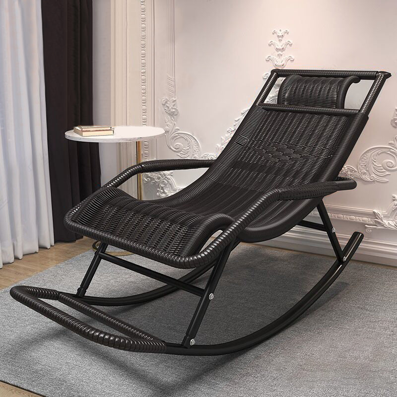 Traditional Indoor Recliner Chair Wicker Rocking Chair  Woven Rattan