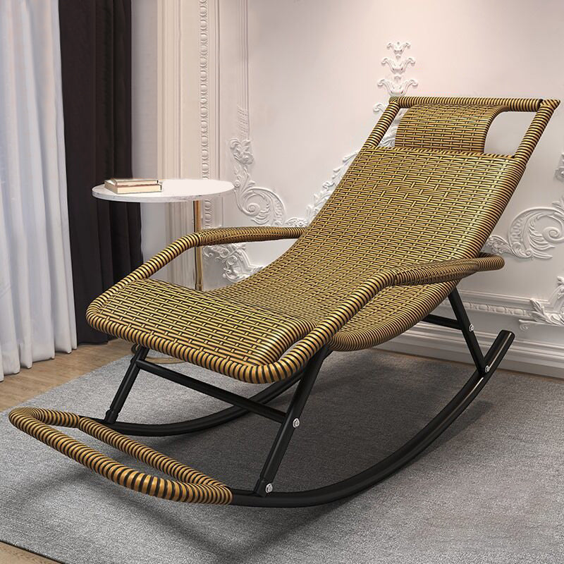 Traditional Indoor Recliner Chair Wicker Rocking Chair  Woven Rattan