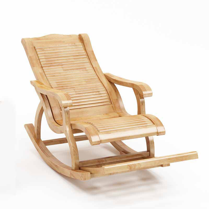 Traditional Rocking Chair Rubber Wood Trapezoidal Back Solid Color Indoor Rocking Chair