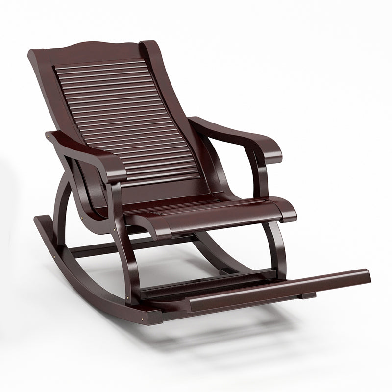 Traditional Rocking Chair Rubber Wood Trapezoidal Back Solid Color Indoor Rocking Chair