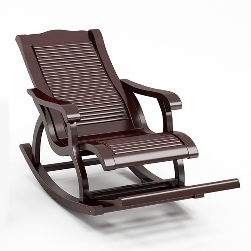 Traditional Rocking Chair Rubber Wood Trapezoidal Back Solid Color Indoor Rocking Chair