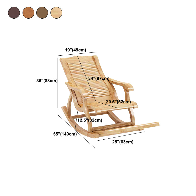 Traditional Rocking Chair Rubber Wood Trapezoidal Back Solid Color Indoor Rocking Chair