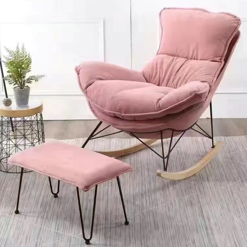 Modern Cushions Rocker Chair Metal Frame Spindle Rocker Chair with Ottoman