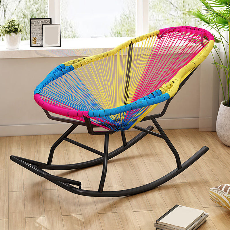 Contemporary Rocking Chair Woven Rope Rocking Accent Chair for Porch