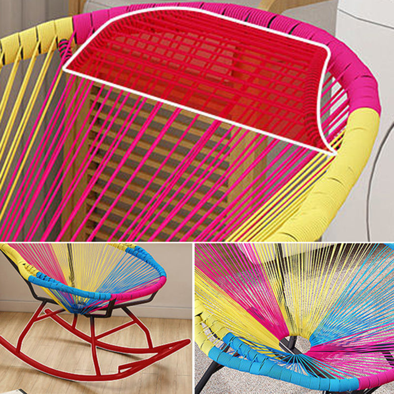 Contemporary Rocking Chair Woven Rope Rocking Accent Chair for Porch