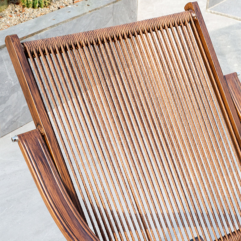 Rattan and Metal Rocker Chair Contemporary Spindle Rocking Accent Chair for Outdoor