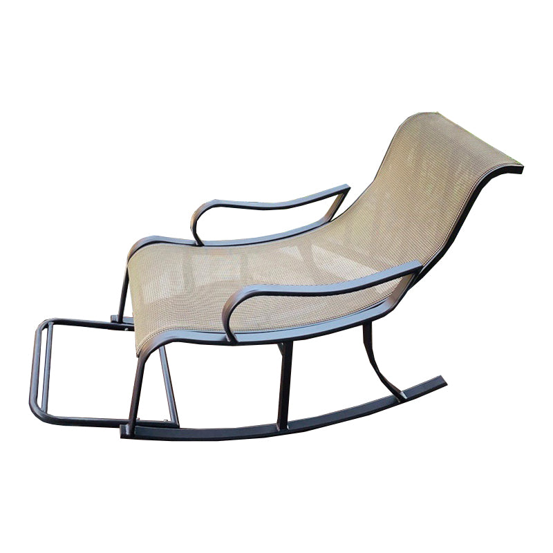 Rattan and Metal Rocker Chair Contemporary Spindle Rocking Accent Chair for Outdoor