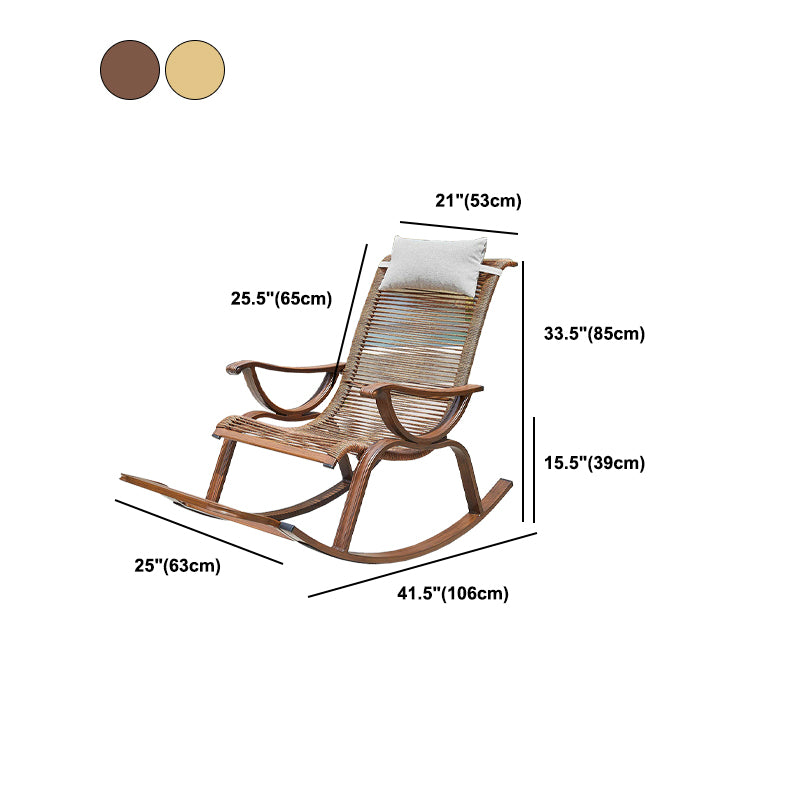 Rattan and Metal Rocker Chair Contemporary Spindle Rocking Accent Chair for Outdoor