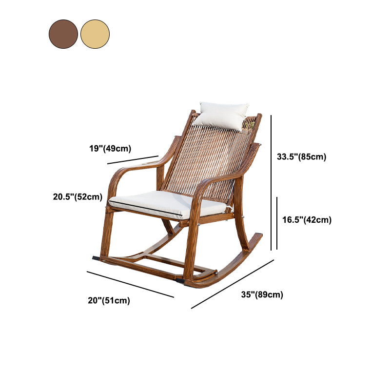 Rattan and Metal Rocker Chair Contemporary Spindle Rocking Accent Chair for Outdoor