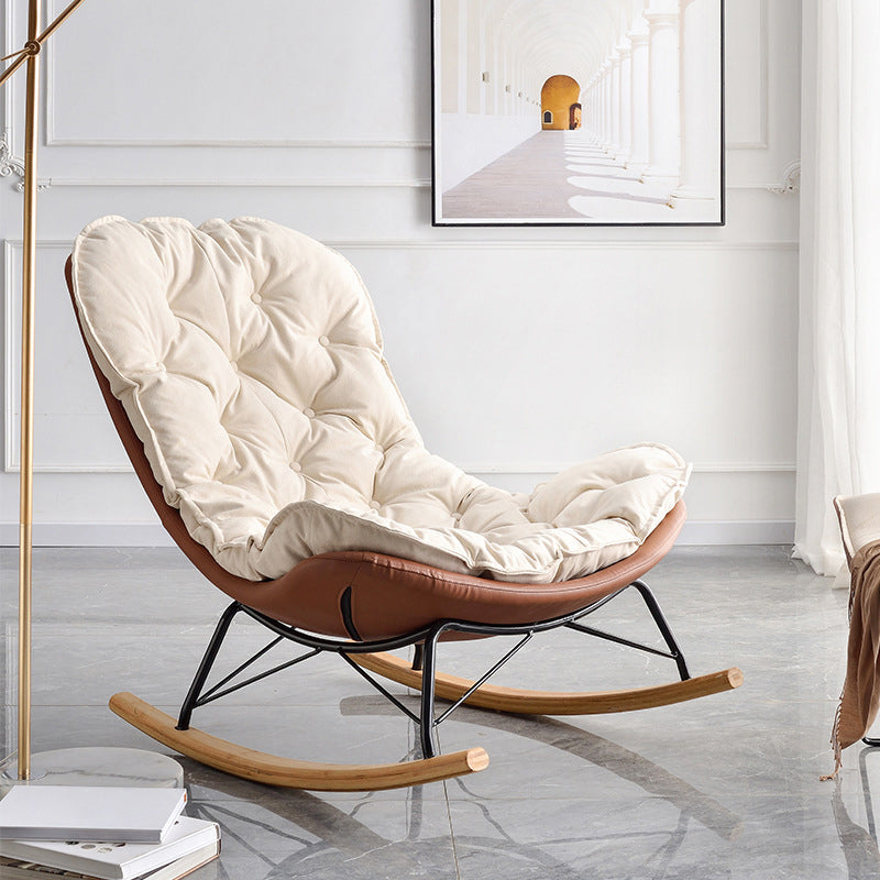 Suede Rocking Chair Contemporary Rocker Chair with Removable Cushions